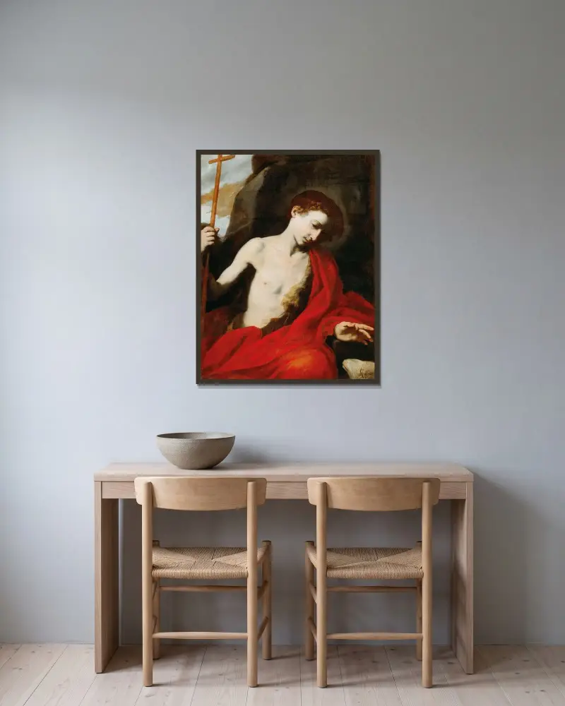 Johannes Döparen av Jusepe de Ribera inramad på en vägg
