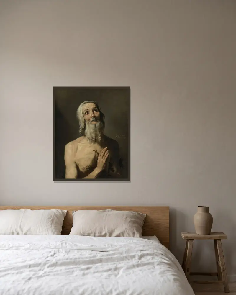 Sankt Onofrios av Jusepe de Ribera inramad på en vägg