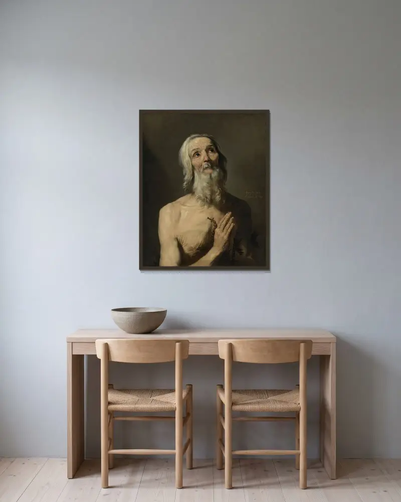 Sankt Onofrios av Jusepe de Ribera inramad på en vägg