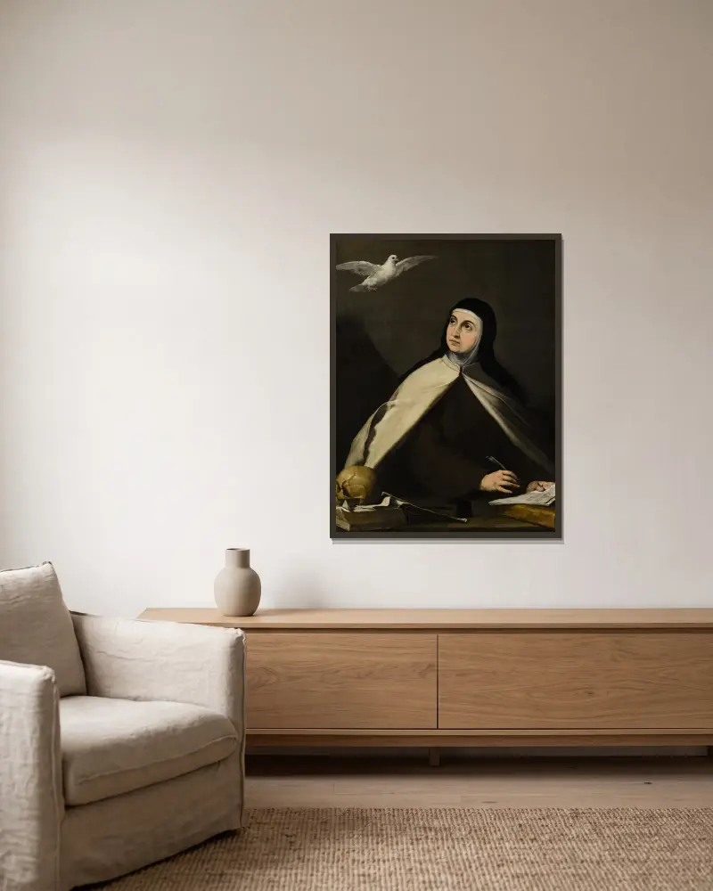 Saint Teresa of Avila av Jusepe de Ribera inramad på en vägg