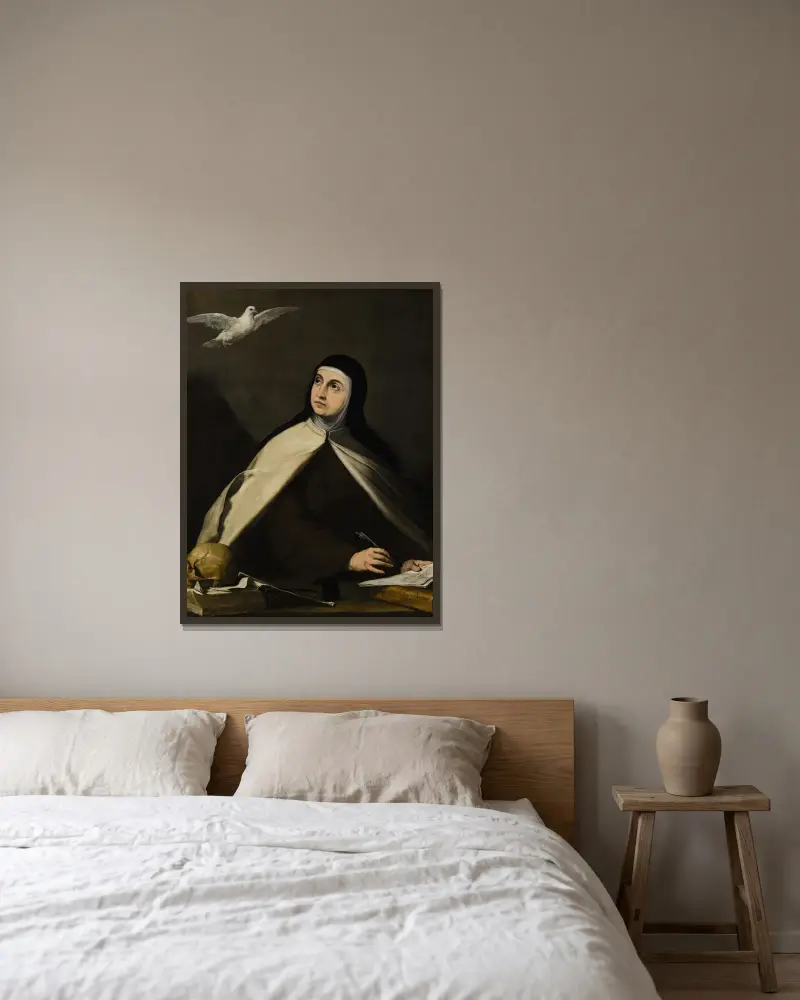 Saint Teresa of Avila av Jusepe de Ribera inramad på en vägg