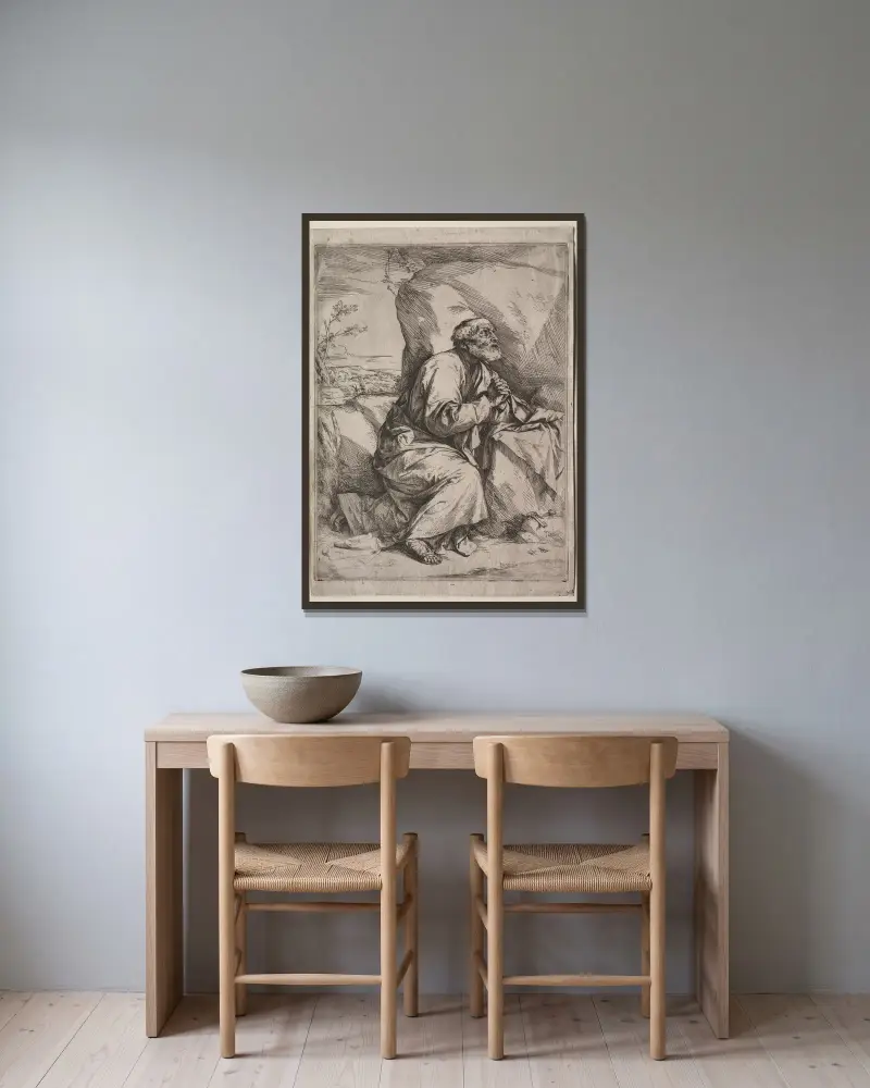 Kající se svatý Petr, Jusepe de Ribera v rámu na stěně