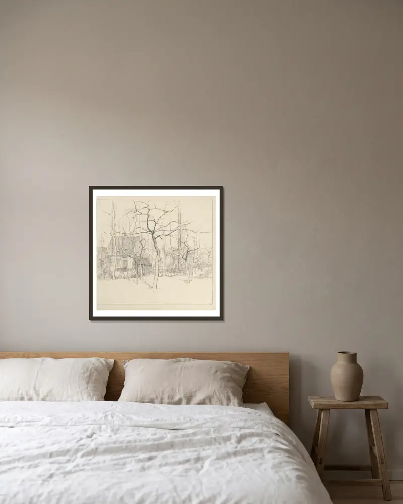 Bauernhof mit Bäumen von Rodolphe De Saegher gerahmt an einer Wand