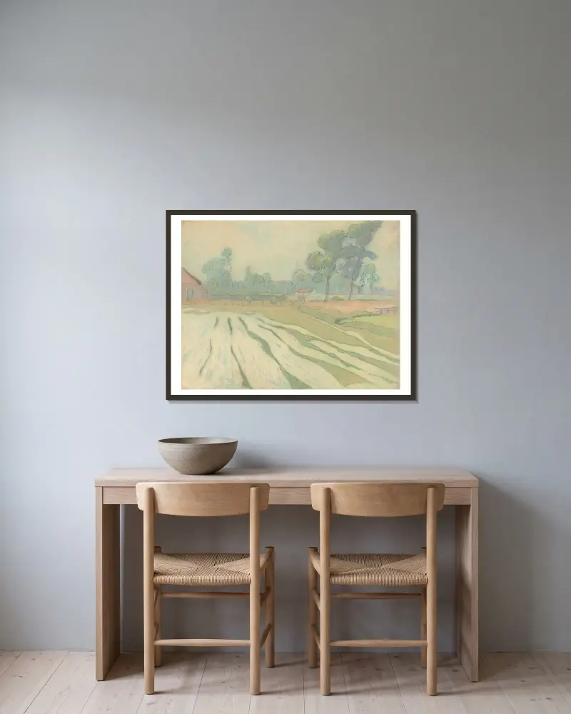 Weideland von Rodolphe De Saegher gerahmt an einer Wand