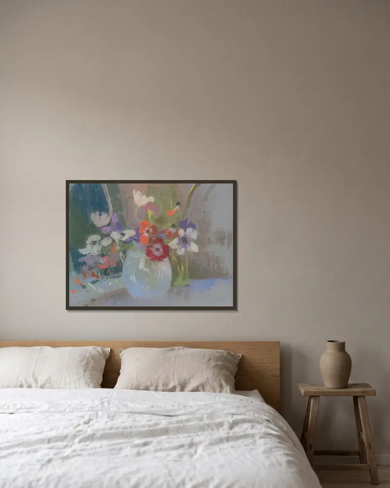 Still Life with Flowers – nr 2 av Rodolphe De Saegher inramad på en vägg