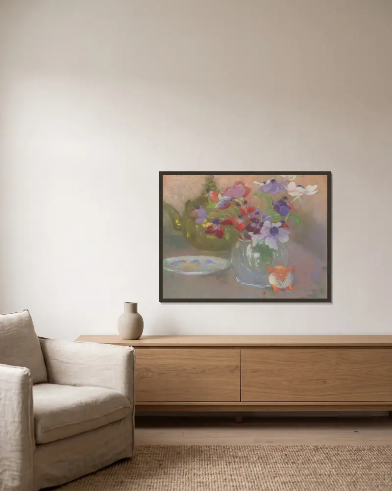 Still Life with Flowers. – nr 1 av Rodolphe De Saegher inramad på en vägg