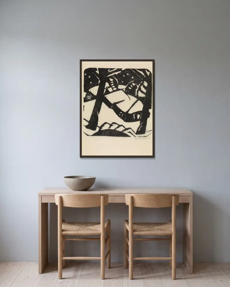 Zimní večer, Gustave De Smet v rámu na stěně