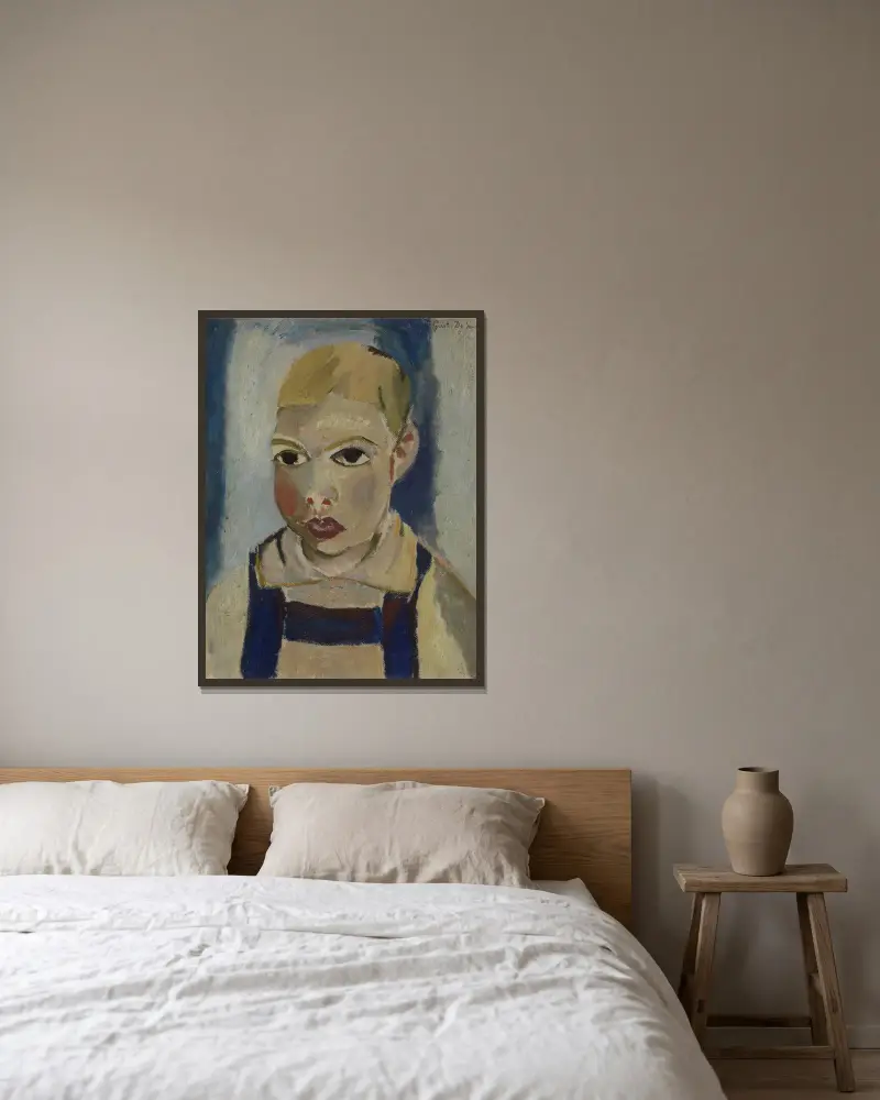 Kinderkopf von Gustave De Smet gerahmt an einer Wand