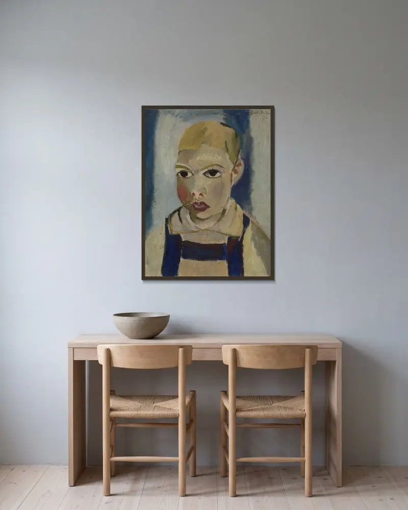 Kinderkopf von Gustave De Smet gerahmt an einer Wand