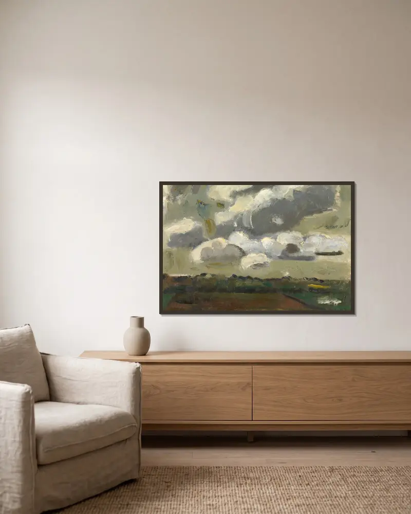 Clouds av Gustave De Smet inramad på en vägg