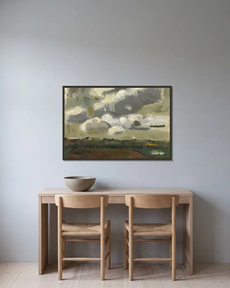 Clouds av Gustave De Smet inramad på en vägg