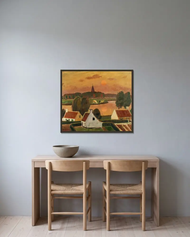 Byscen av Gustave De Smet inramad på en vägg