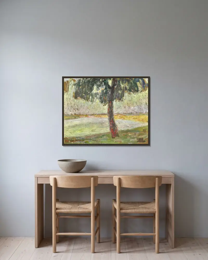 Änder vid Lys av Gustave De Smet inramad på en vägg