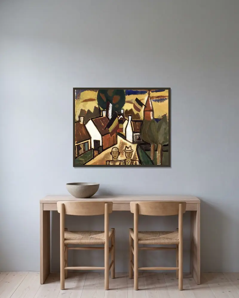 Fair in Deurle (Sint-Martens-Latem) av Gustave De Smet inramad på en vägg