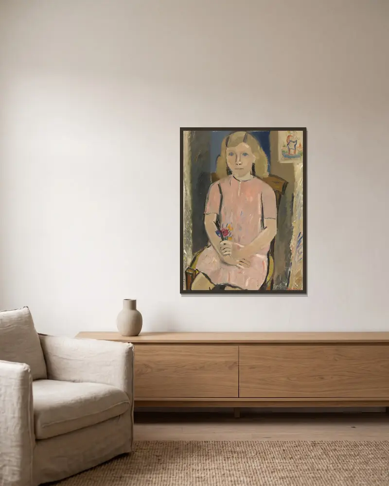 Girl in Pink av Gustave De Smet inramad på en vägg
