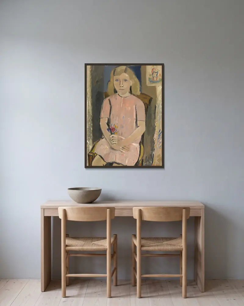 Girl in Pink av Gustave De Smet inramad på en vägg
