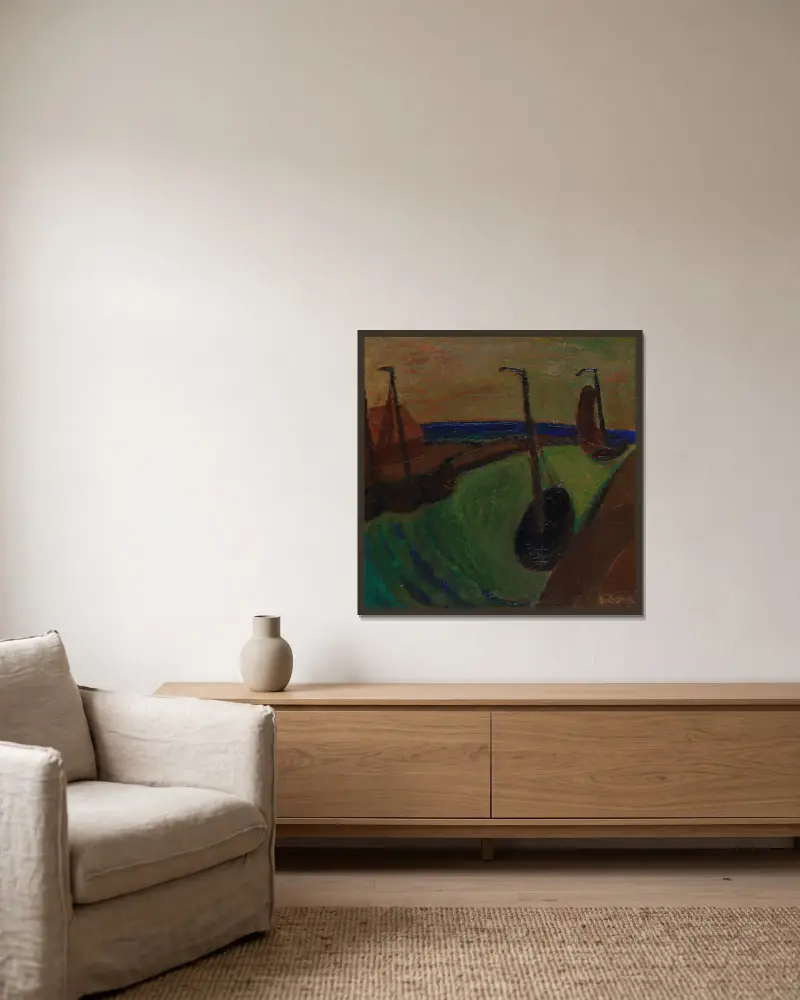 Pohled na přístav, Gustave De Smet v rámu na stěně