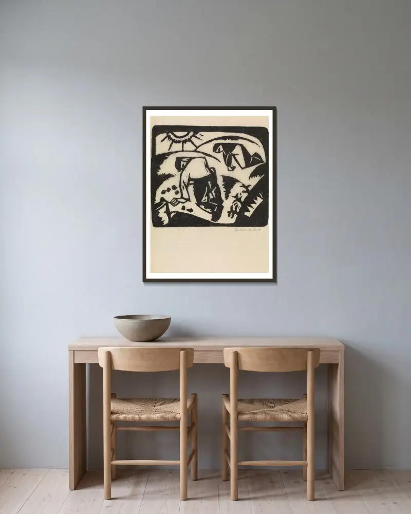 Sklizeň brambor, Gustave De Smet v rámu na stěně