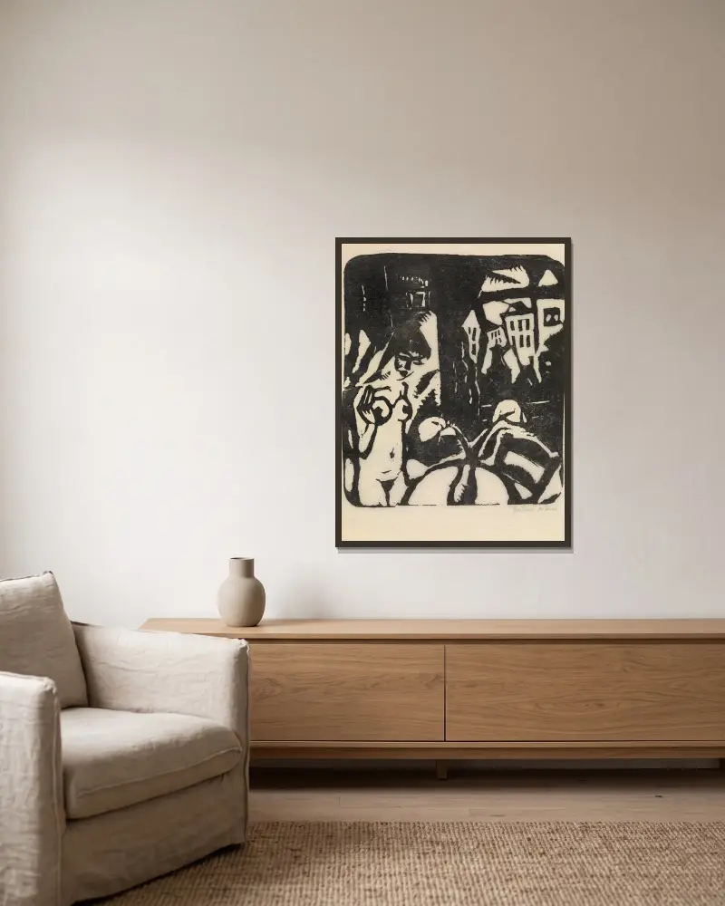 Interiér s aktem, Gustave De Smet v rámu na stěně