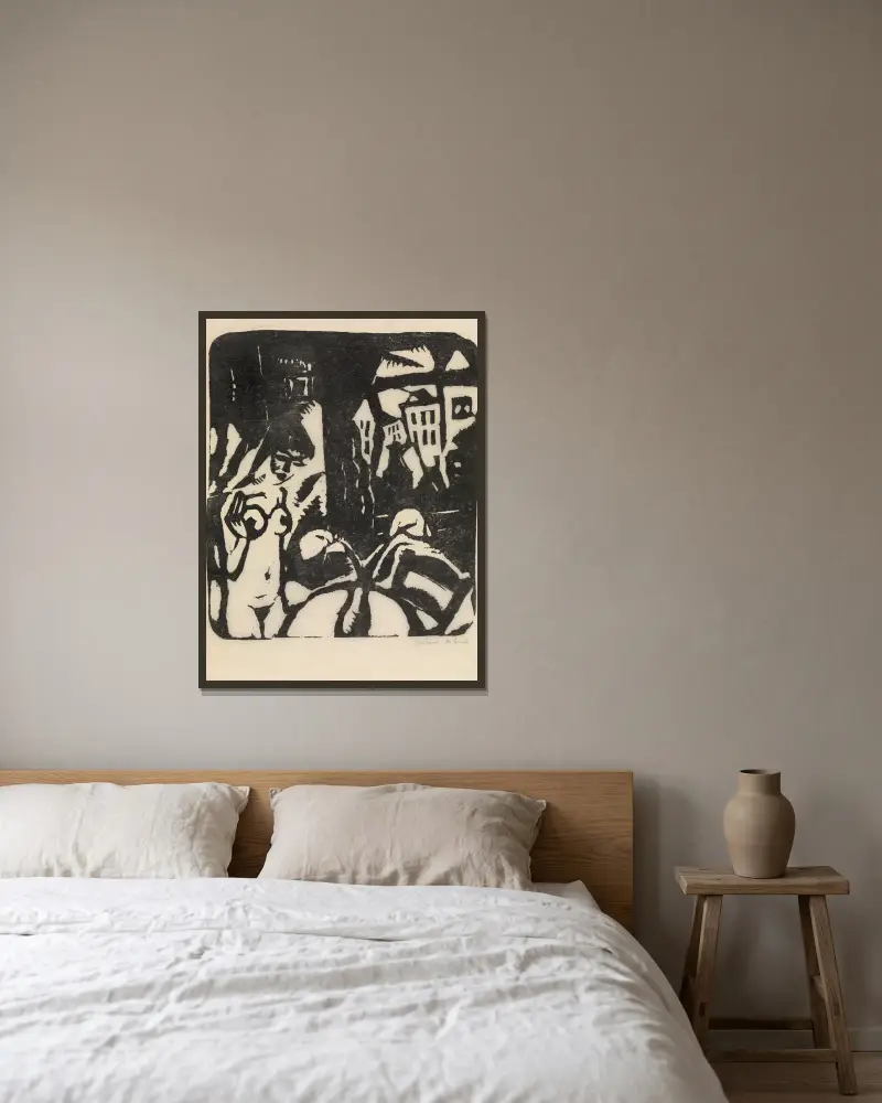 Interiér s aktem, Gustave De Smet v rámu na stěně