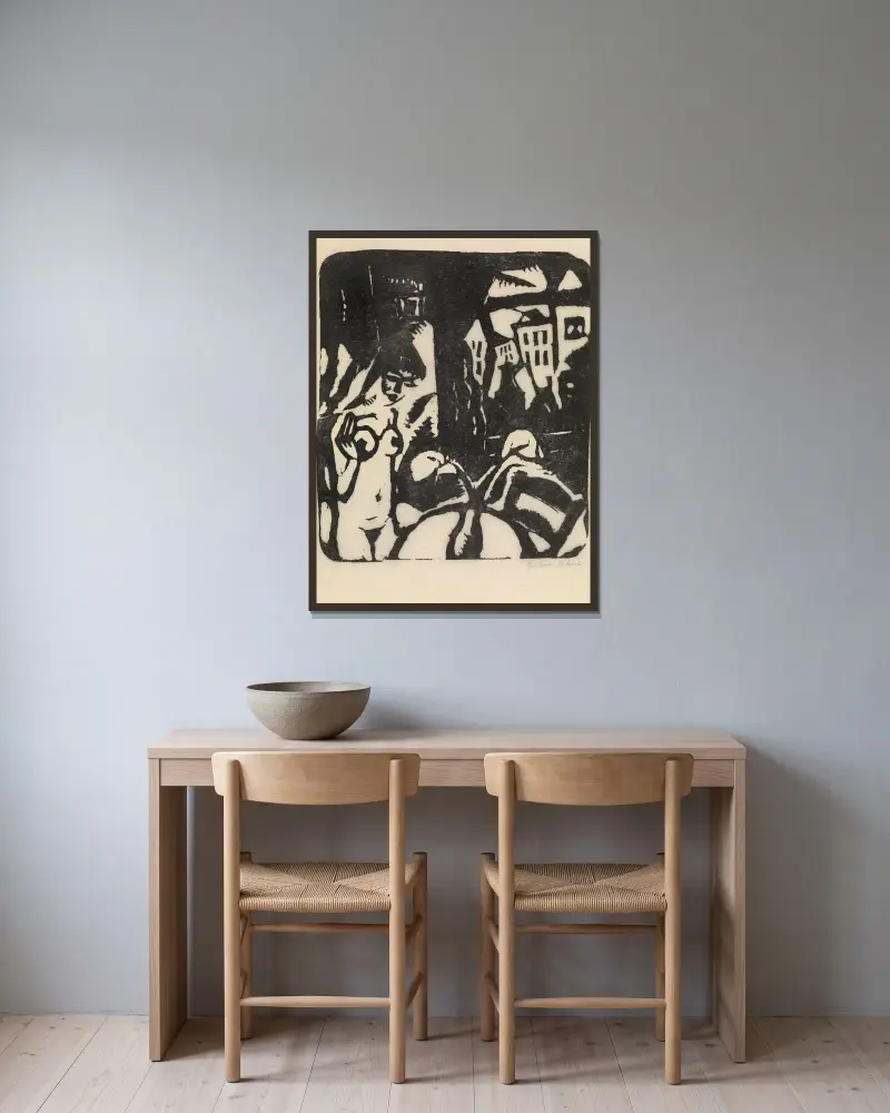 Interiér s aktem, Gustave De Smet v rámu na stěně