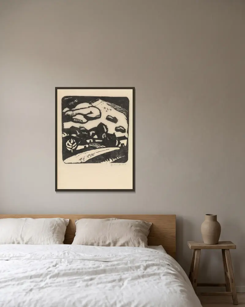 Landskap av Gustave De Smet inramad på en vägg