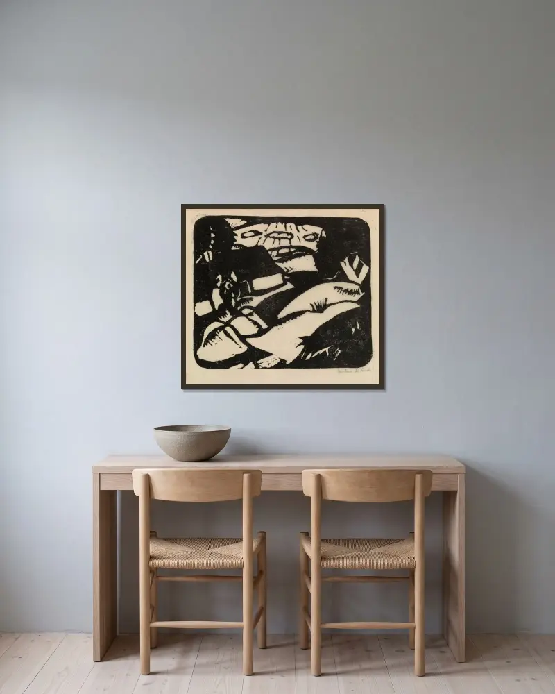 Landskap med gård av Gustave De Smet inramad på en vägg