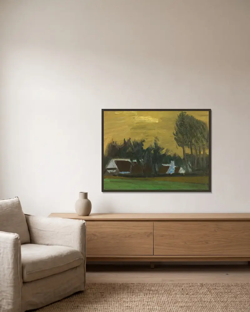 Landscape with Black Italian Poplars av Gustave De Smet inramad på en vägg