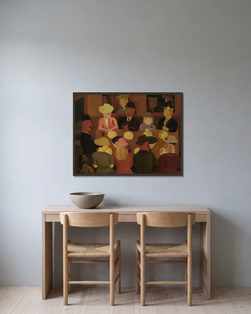 The Mussel Eaters av Gustave De Smet inramad på en vägg