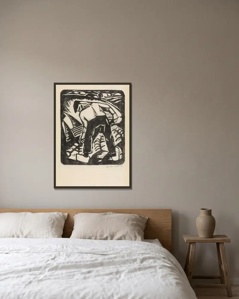Bonden av Gustave De Smet inramad på en vägg