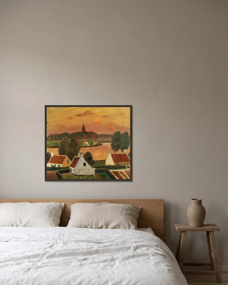 View of a Village av Gustave De Smet inramad på en vägg