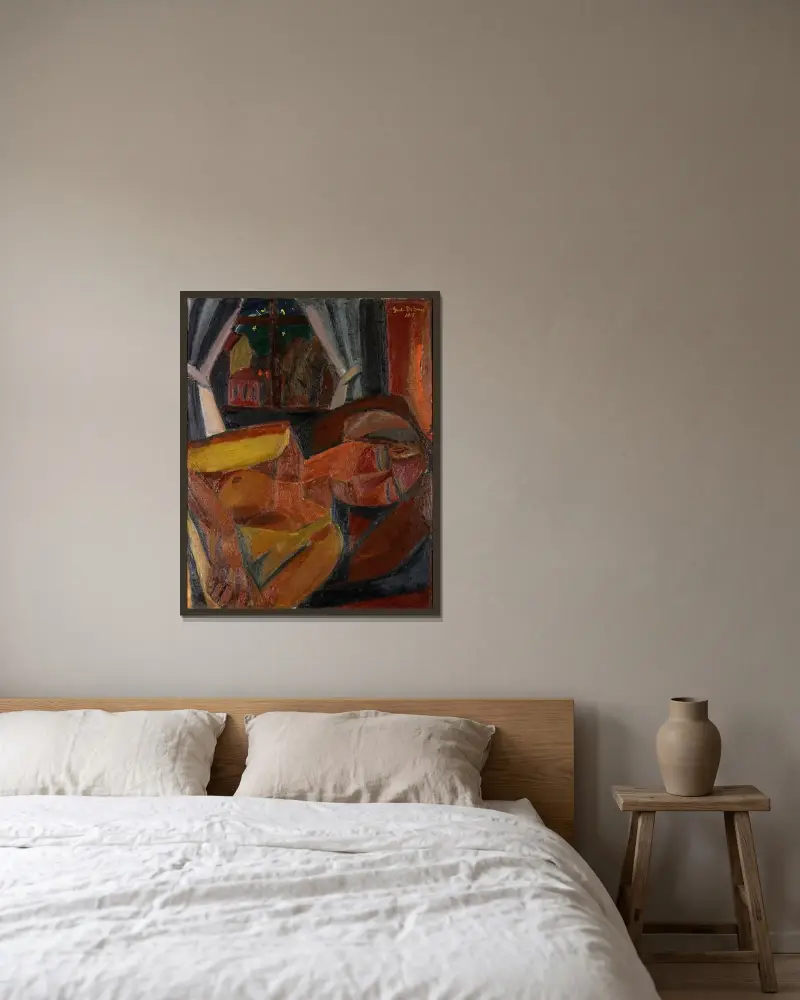 Sovande kvinna av Gustave De Smet inramad på en vägg