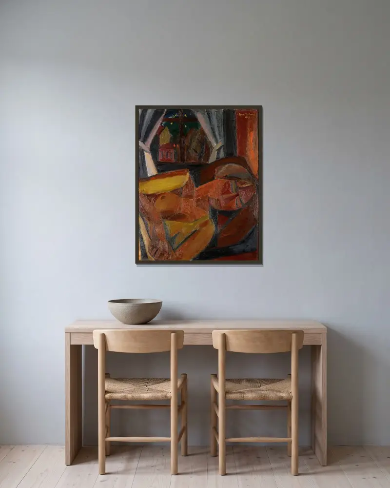 Sovande kvinna av Gustave De Smet inramad på en vägg