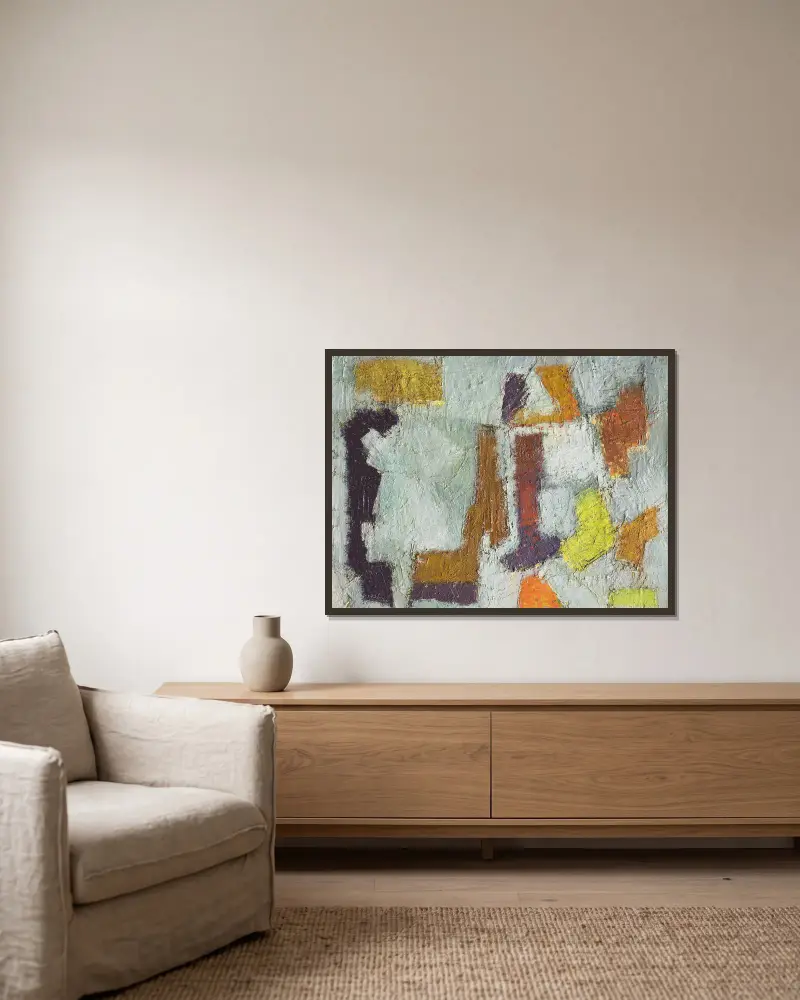 Komposition, 1949 – Nr. 1 von Nicolas De Staël gerahmt an einer Wand