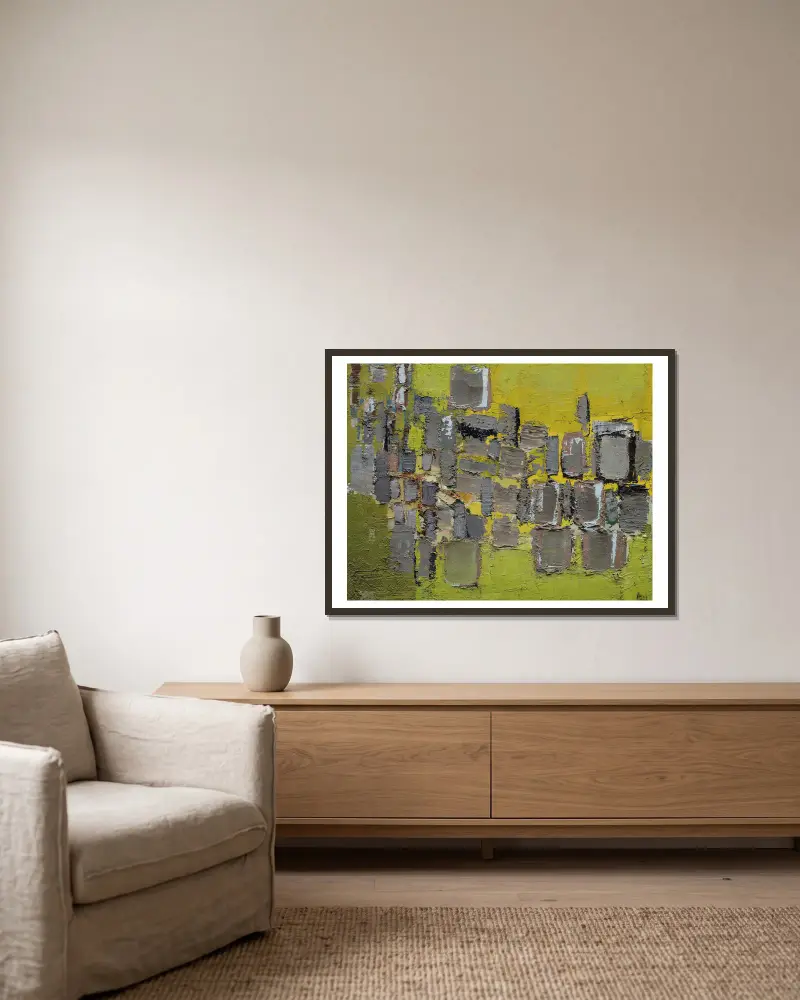 Krajina, 1951 – Nr. 2, Nicolas De Staël v rámu na stěně
