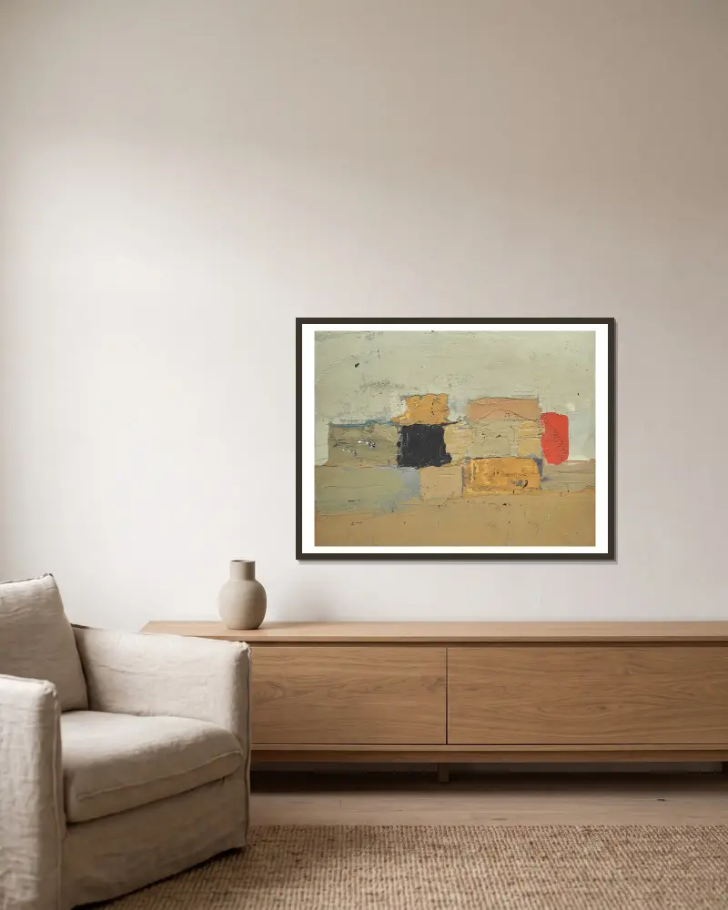 Krajina, 1952, Nicolas De Staël v rámu na stěně
