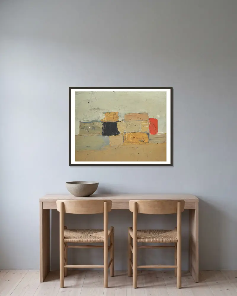 Krajina, 1952, Nicolas De Staël v rámu na stěně