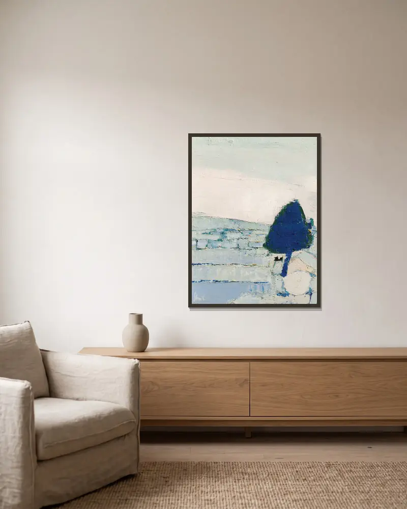 Landschaft der Provence von Nicolas De Staël gerahmt an einer Wand