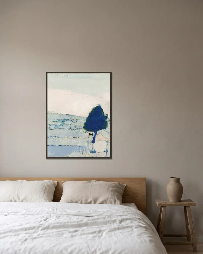Landschaft der Provence von Nicolas De Staël gerahmt an einer Wand