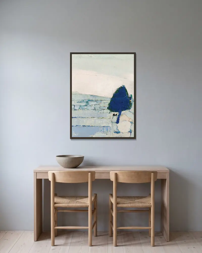 Landschaft der Provence von Nicolas De Staël gerahmt an einer Wand