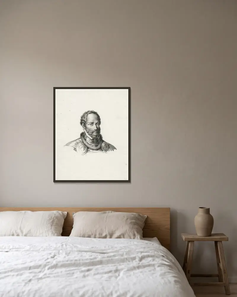 Admiral Lodewijk van Boisot: Brustbild nach rechts von David Humbert de Superville gerahmt an einer Wand