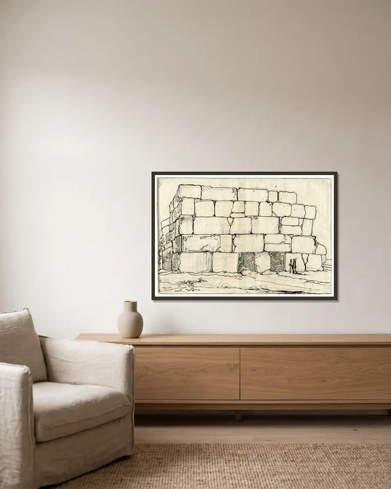 Zyklopischer Bau von David Humbert de Superville gerahmt an einer Wand