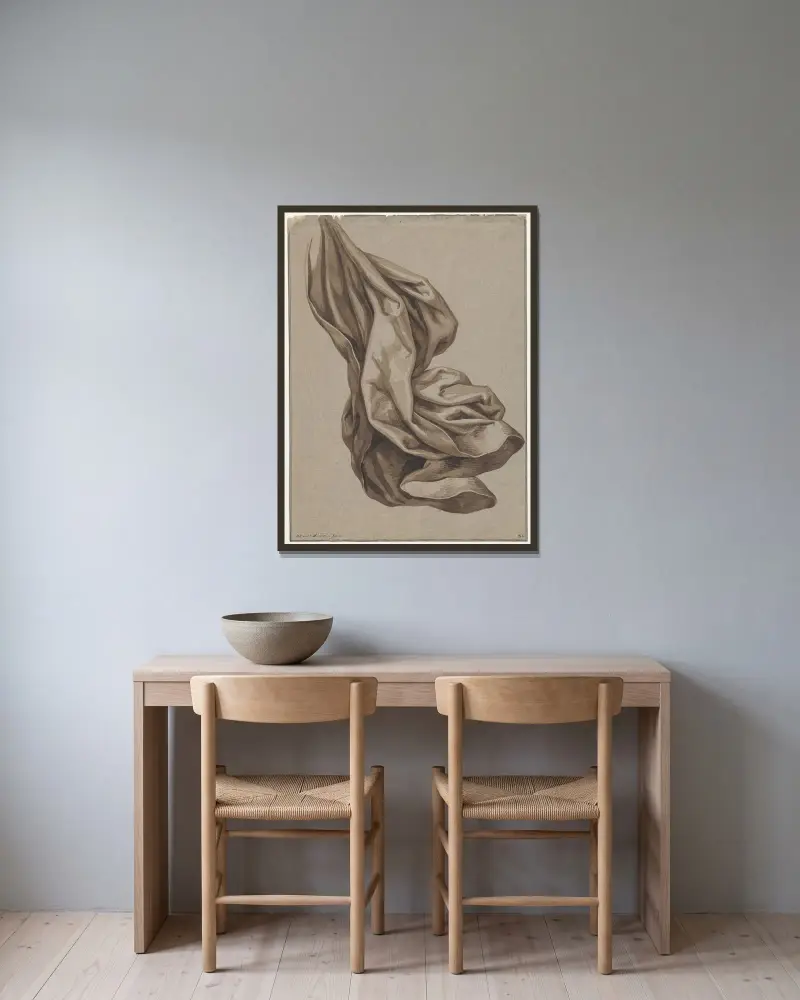 Draperie av David Humbert de Superville inramad på en vägg