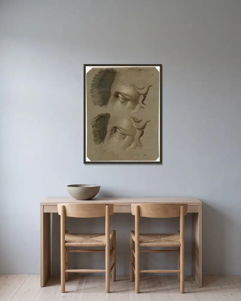 Antikt sculptures vänstra öga i profil av David Humbert de Superville inramad på en vägg