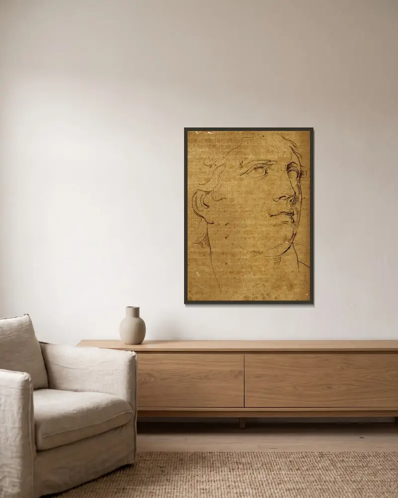 Kopf der Eva von David Humbert de Superville gerahmt an einer Wand