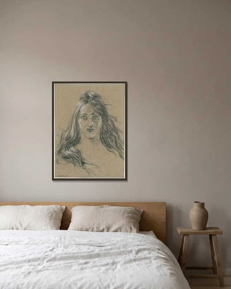 Maria Magdalenas huvud av David Humbert de Superville inramad på en vägg