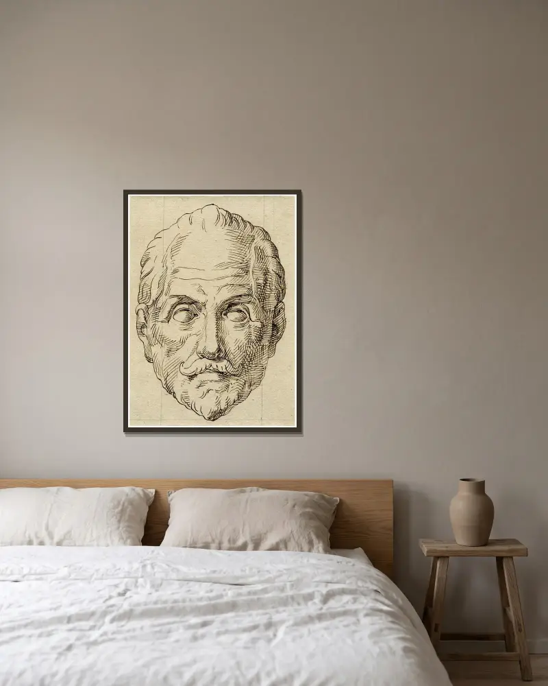 Kopia av Willem I av Oranien, en face: skulptur av David Humbert de Superville inramad på en vägg