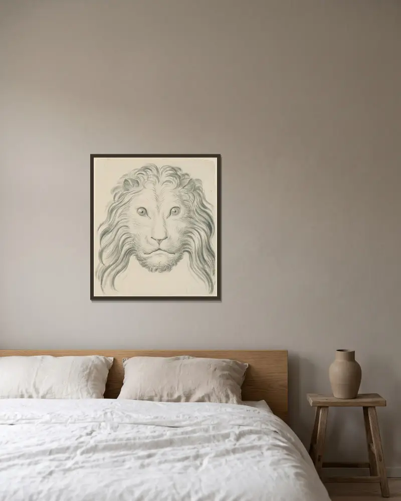 Löwenkopf – Nr. 2 von David Humbert de Superville gerahmt an einer Wand