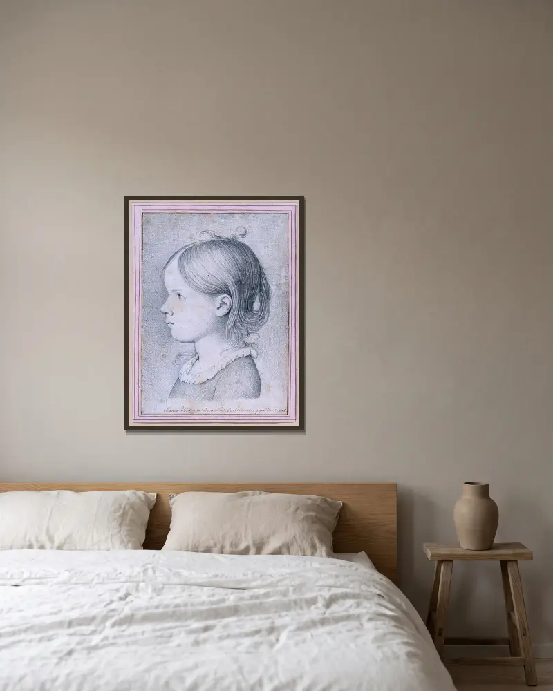 Porträt der vierjährigen Marie Danville, Brustbild im Profil nach links von David Humbert de Superville gerahmt an einer Wand