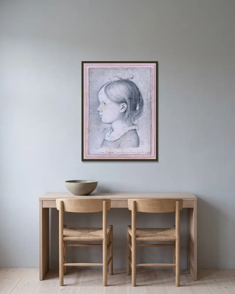 Porträt der vierjährigen Marie Danville, Brustbild im Profil nach links von David Humbert de Superville gerahmt an einer Wand